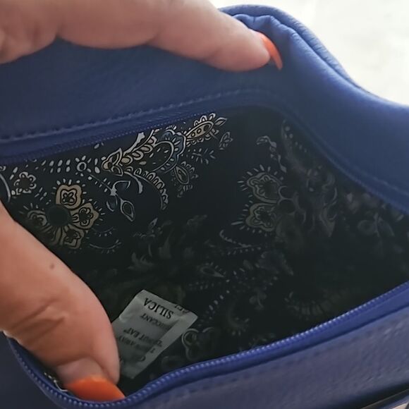 Ampere Creations Vegan Leather Clutch Purse Royal Blue & Gold - Picture 6 of 16